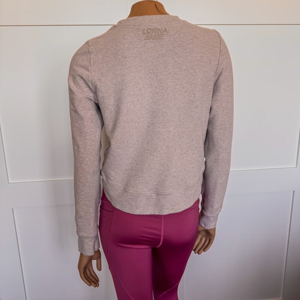 Lorna Jane Throw Over Active Cropped Long Sleeve Top in Off White Marl - Small - Picture 6 of 12
